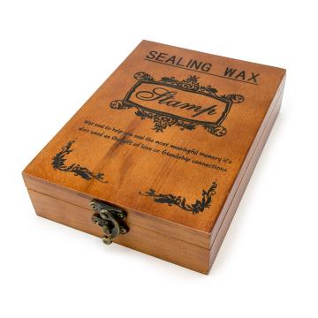 Wooden gift box with waxes for wax stamp
