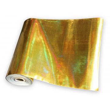 Universal holographic adhesive foil on meters - small squares gold