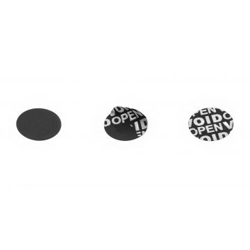 Non-residual black circular VOID sticker with high adhesion 20mm