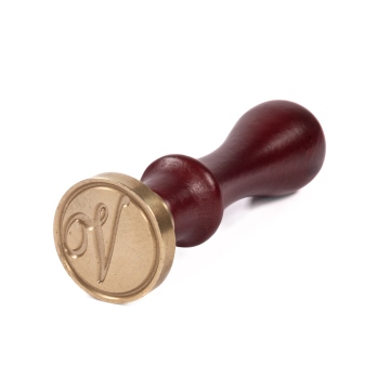 Wax seal stamp with letters of the alphabet - handwritten script V