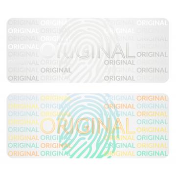 Transparent hologram sticker, original, fingerprint motive, 25 x 10 mm