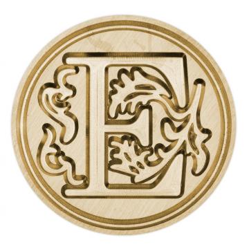 Brass seal stamp (stamping block) for wax - a decorative block letter E