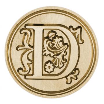 Brass seal stamp (stamping block) for wax - a decorative block letter D