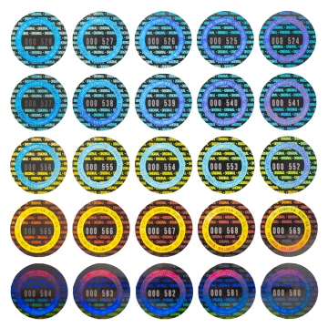 Holographic circular small numbered seal