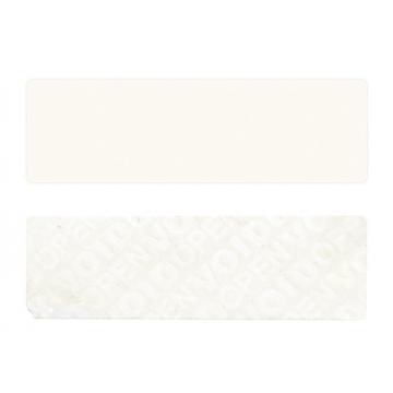 White non-residual rectangular VOID sticker with high adhesion
