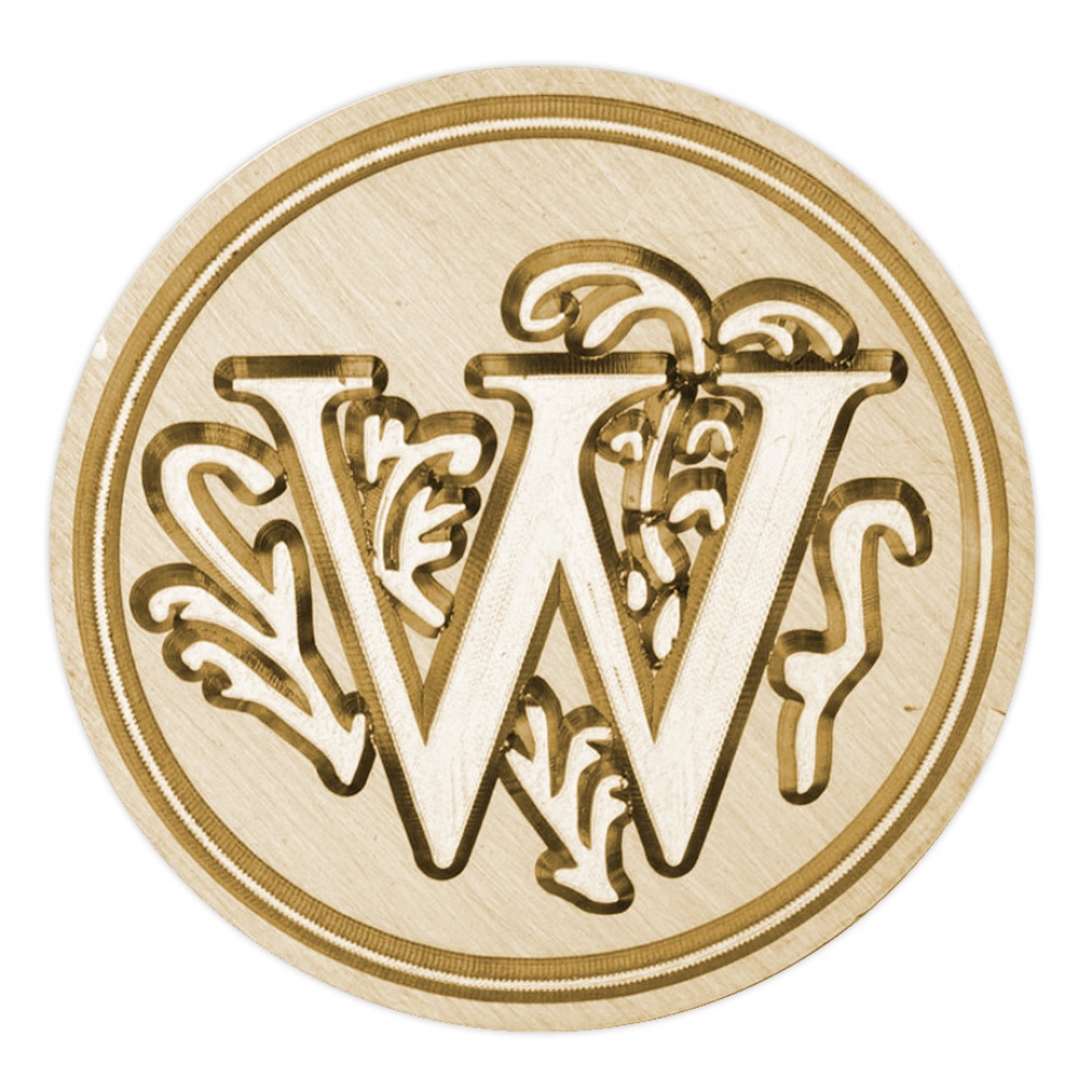 Brass seal stamp (stamping block) for wax - a decorative block letter W