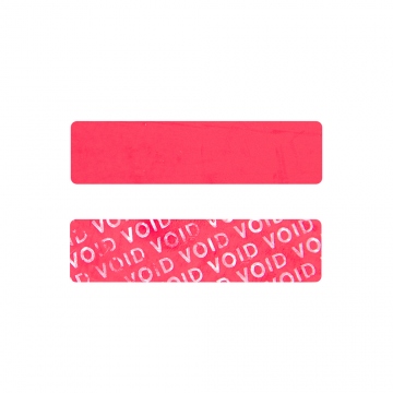 Non-residual rectangular VOID sticker for mobile phone cameras, rectangle 40 x 10 mm, red
