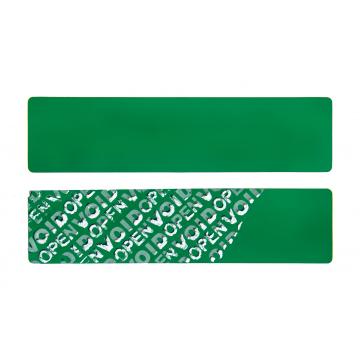 Green non-residual rectangular VOID sticker with high adhesion 100x25mm
