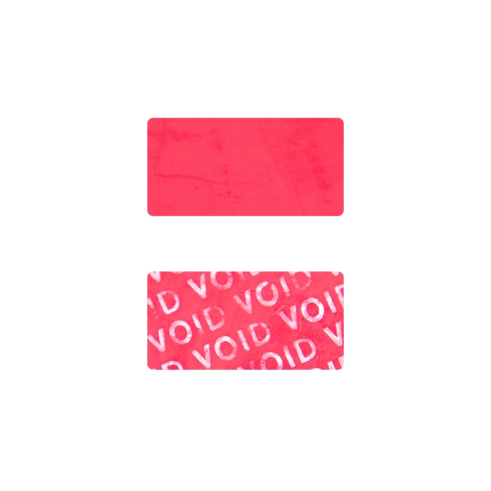 No Residue rectangular VOID sticker for cell phones camera, 20x10mms red