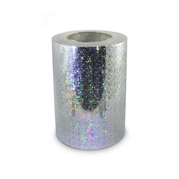 Universal holographic self-adhesive foil on meters MOTIVE 9 fragments and casters - width 20cm silver