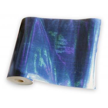 Universal holographic adhesive foil on meters - small squares blue