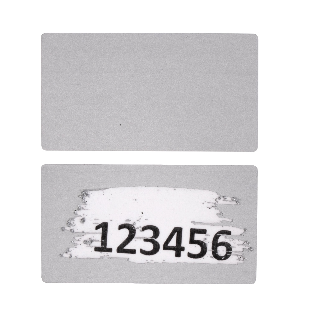 Rectangular scratch sticker, matte silver, 42 mm x 23 mm 