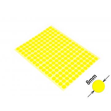 Round colored signaling stickers  unprinted 8 mm yellow