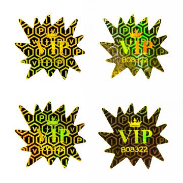 Two-layered numbered VIP Hologram security sticker - gold