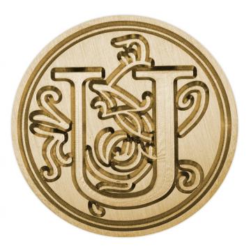 Brass seal stamp (stamping block) for wax - a decorative block letter U