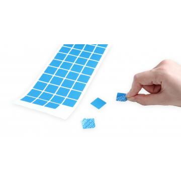 Non-residual blue square VOID sticker with high adhesion