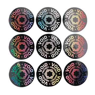 Circular holographic seal with a title “Protect” and a diameter of 15 mm