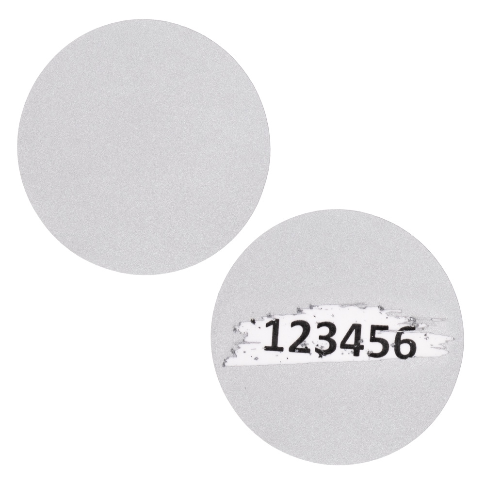 Scratch sticker, matte silver, round, 38 mm 