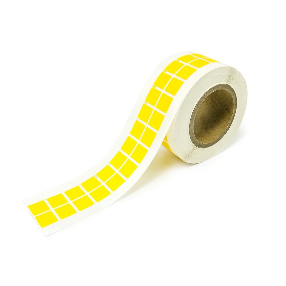 Non-residual yellow square VOID sticker with high adhesion 20x20mm