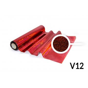 Hot Stamping foil - V12 hologram wine red, ellipse pattern, small, irregularly arranged