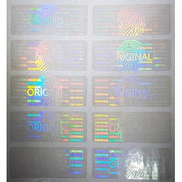 Transparent hologram sticker, original, fingerprint motive, 25 x 10 mm