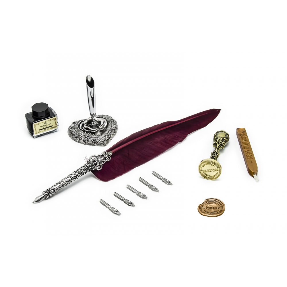 Wax seal set bearing your own design and a calligraphic quill pen