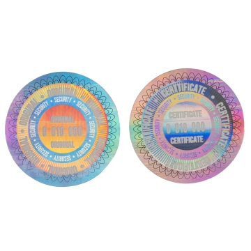 A pair of certified holographic, numbered seals with a UV security feature