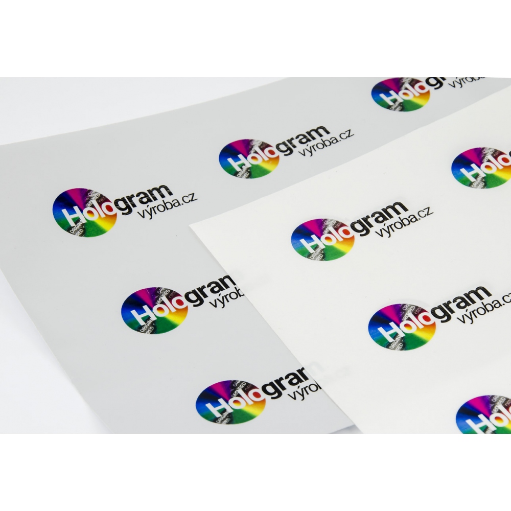 White shiny self-adhesive sheet with VOID layer for printing at a A5 laser printer