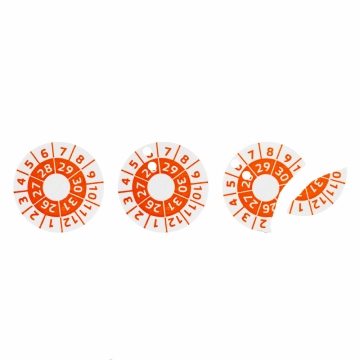Calibration sticker 2026, 2027, 2028, 2029, 2030, 2031 orange 12mm