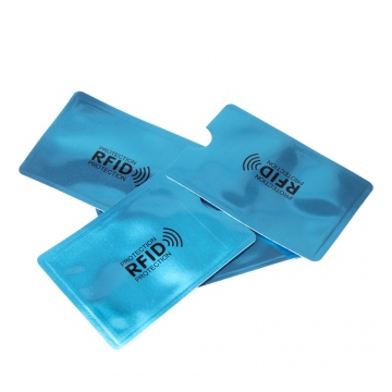 Blue RFID/NFC-blocking protectors for contactless cards 