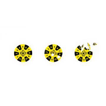 Calibration seal 2020, 2021, 2022, 2023, yellow-black 12mm