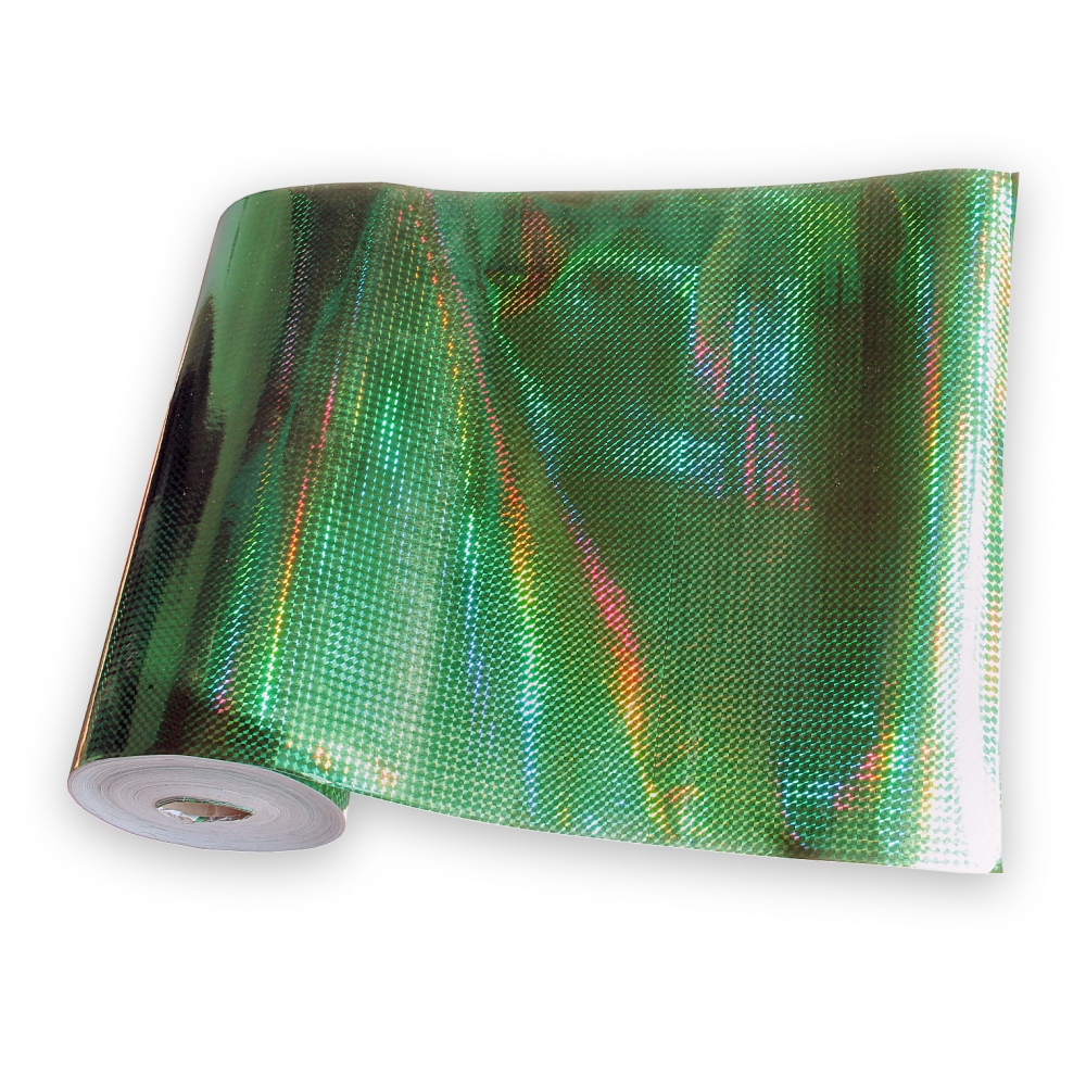 Universal holographic adhesive foil on meters - small squares green