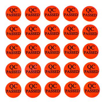 QC Passed PVC circular self-adhesive label red