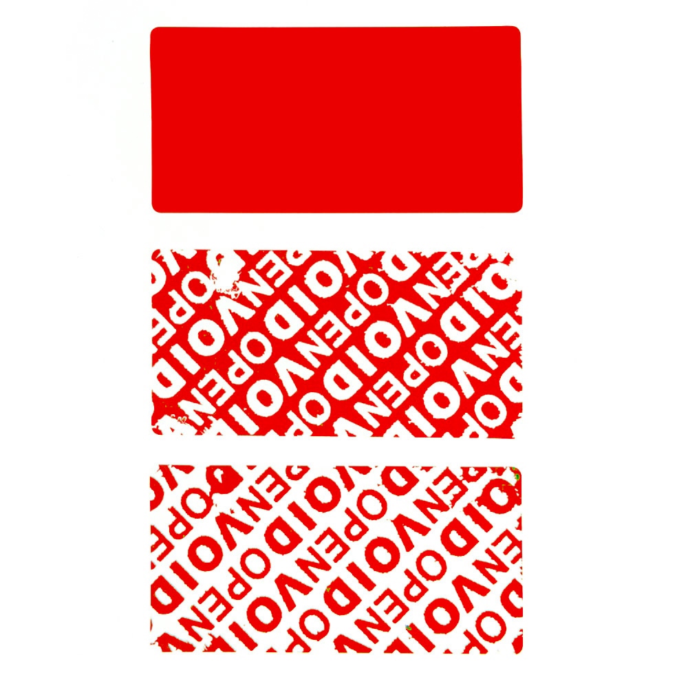 Residual security sticker, red, 50 x 25 mm
