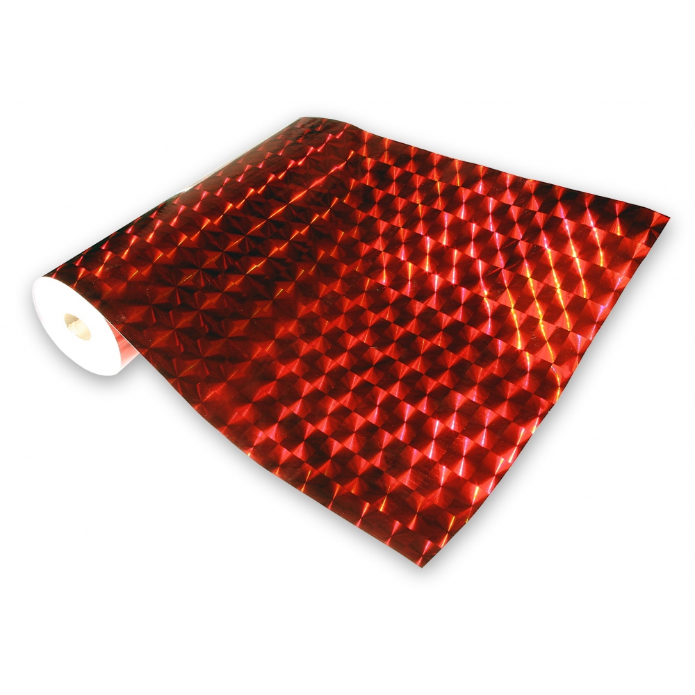 Universal holographic adhesive foil on meters squares red