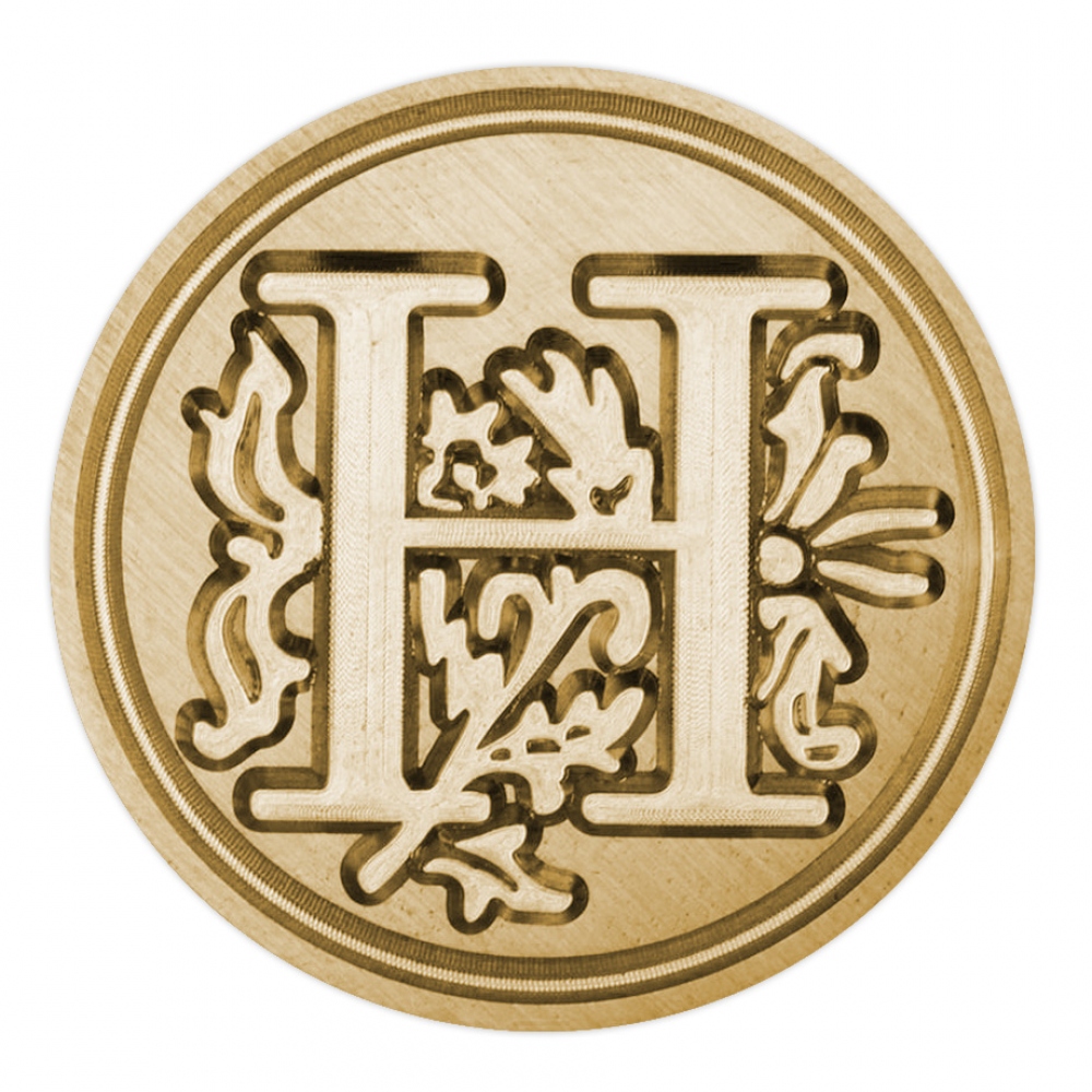 Brass seal stamp (stamping block) for wax - a decorative block letter H
