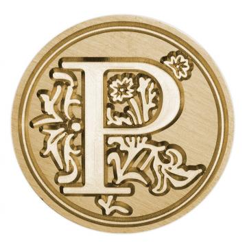 Brass seal stamp (stamping block) for wax - a decorative block letter P