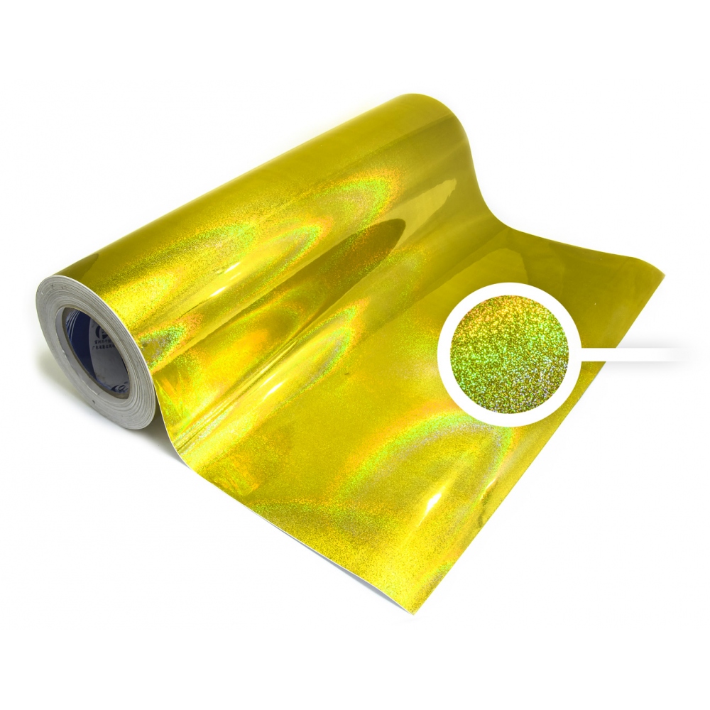 Universal holographic self-adhesive foil on meters - motive gold dots