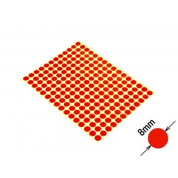 Round colored signaling stickers  unprinted 8 mm red