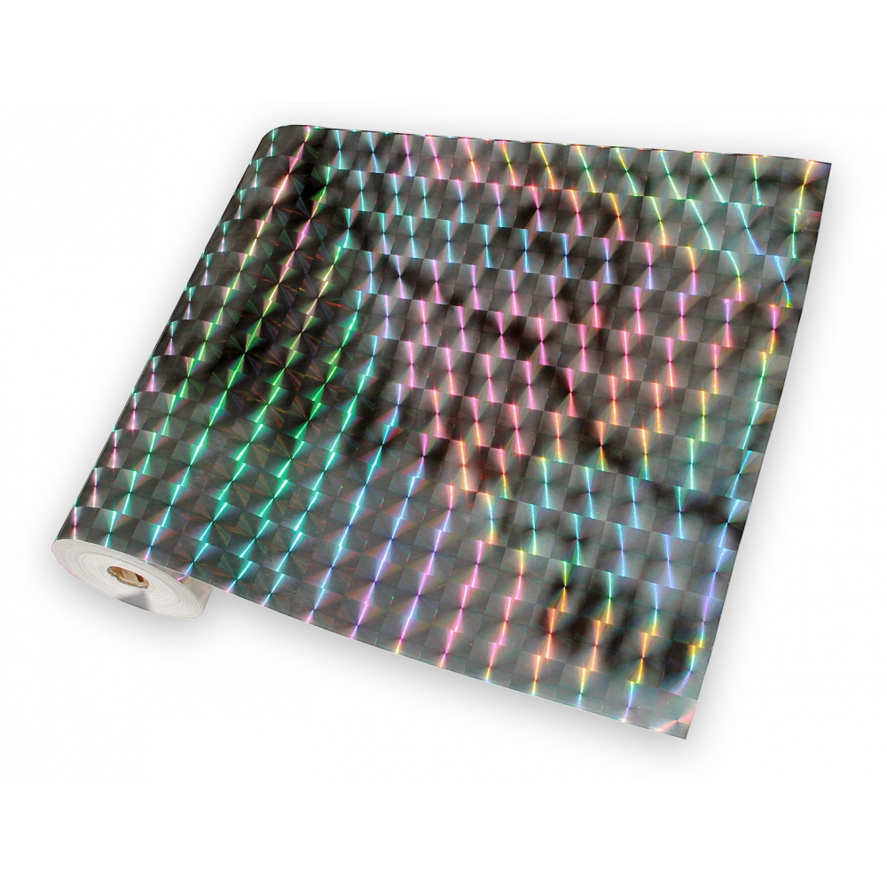 Universal holographic adhesive foil on meters - squares silver