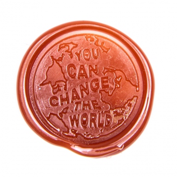 Hand wax stamp (seal) – World map with inscriptions