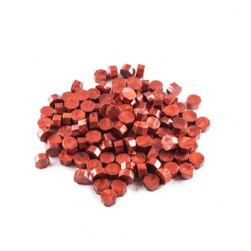 Mailable sealing wax red brown metallic - beads 30g - Type 3