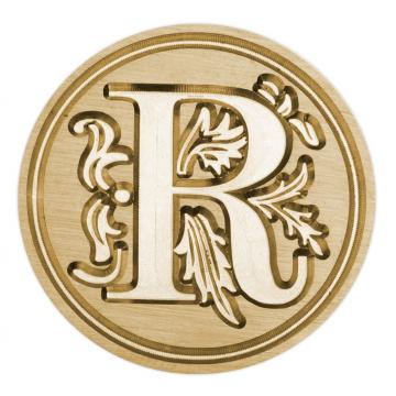 Brass seal stamp (stamping block) for wax - a decorative block letter R