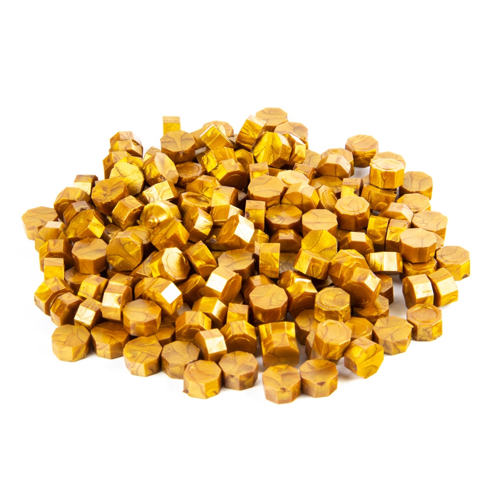 Mailable sealing wax golden metallic - beads 30g - Type 11