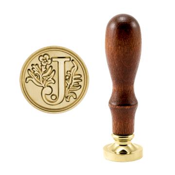 Brass seal stamp (stamping block) for wax - a decorative block letter J