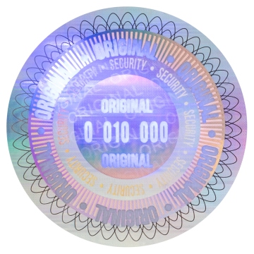A pair of certified holographic, numbered seals with a UV security feature