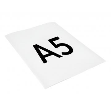 White shiny self-adhesive sheet with VOID layer for printing at a A5 laser printer