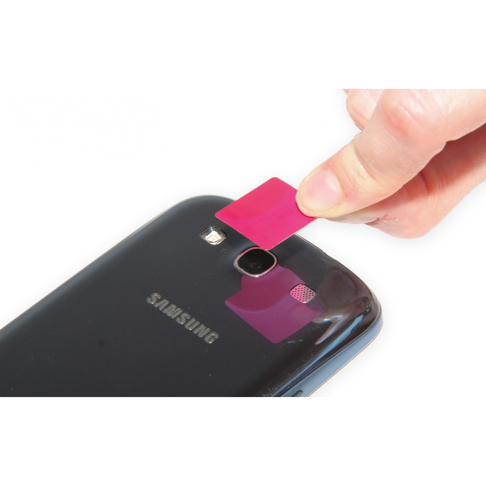 Non-residual VOID sticker for cell phone camera - red 20 x 20 mm