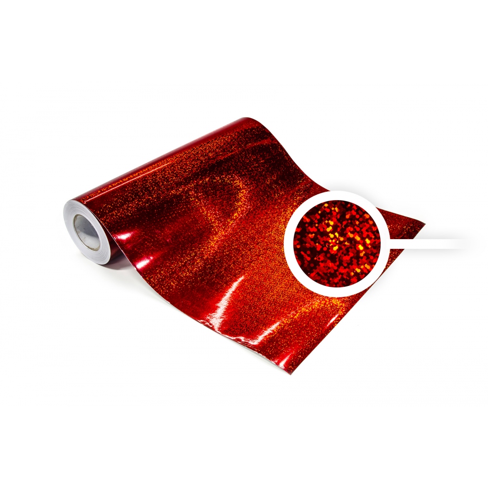 Universal holographic self-adhesive foil on meters - red casters