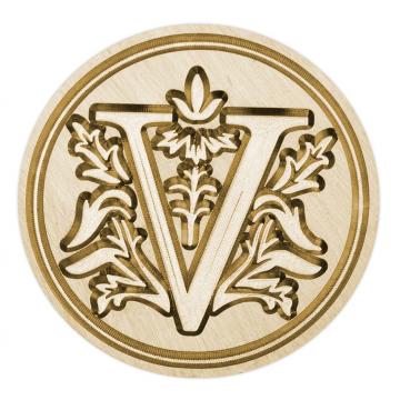 Brass seal stamp (stamping block) for wax - a decorative block letter V